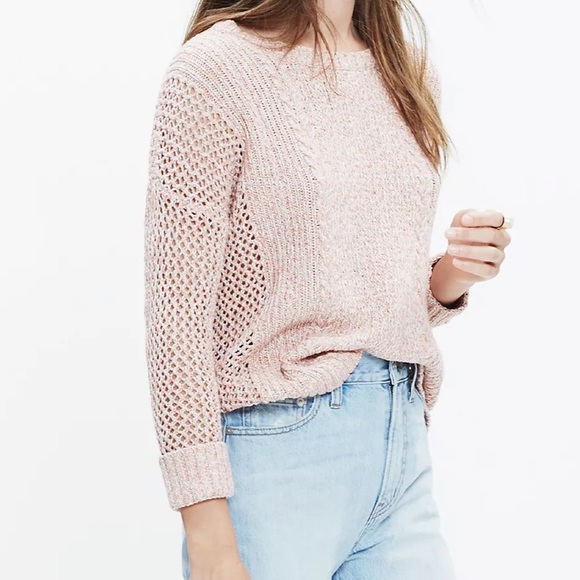 Madewell Sweaters - MADEWELL MARLED PLAZA OPEN KNIT PULLOVER SWEATER MEDIUM